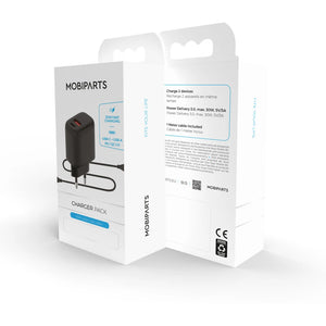 Mobiparts Adapter USB-C en USB-A 20W Zwart - met USB-C Kabel