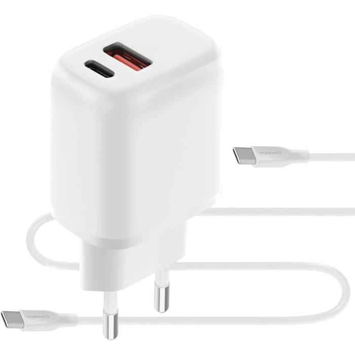 Mobiparts Adapter USB-C en USB-A 20W Wit - met USB-C Kabel