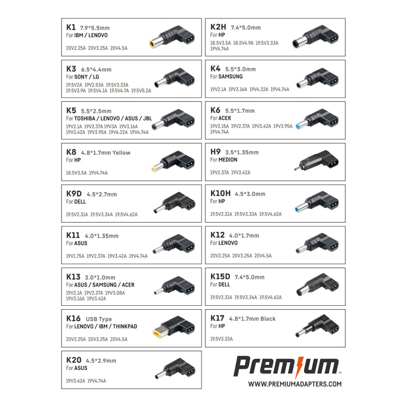 Premium Universele Laptopadapter 65W 17 Tips