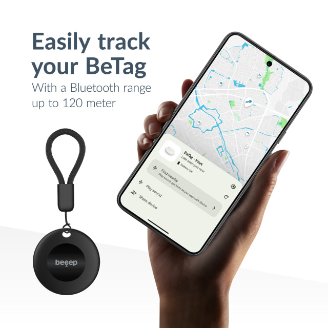 Beeep BeTag Android Tracker met sleutelhanger Zwart